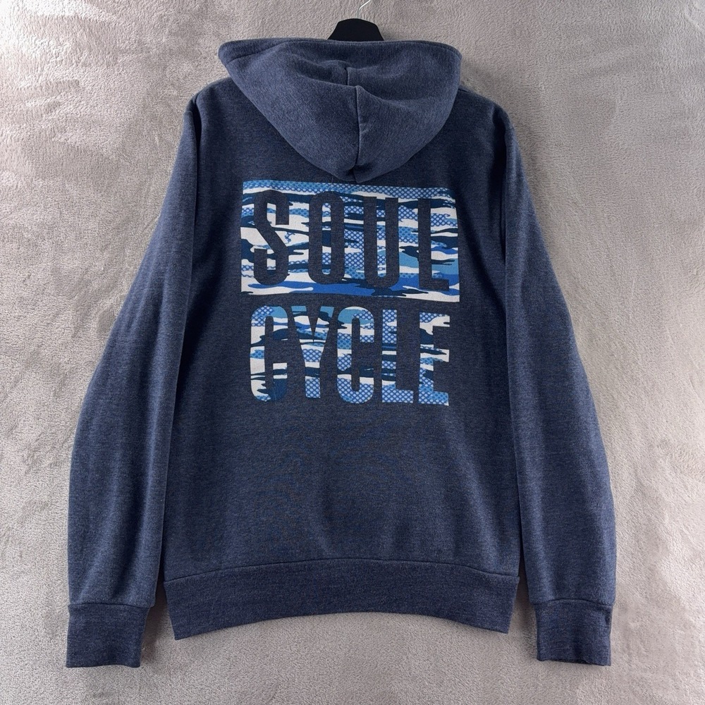 SoulCycle Hoodie Mens Size Large Blue Graphic Logo‎ Zip Up Athletic Casual Gym